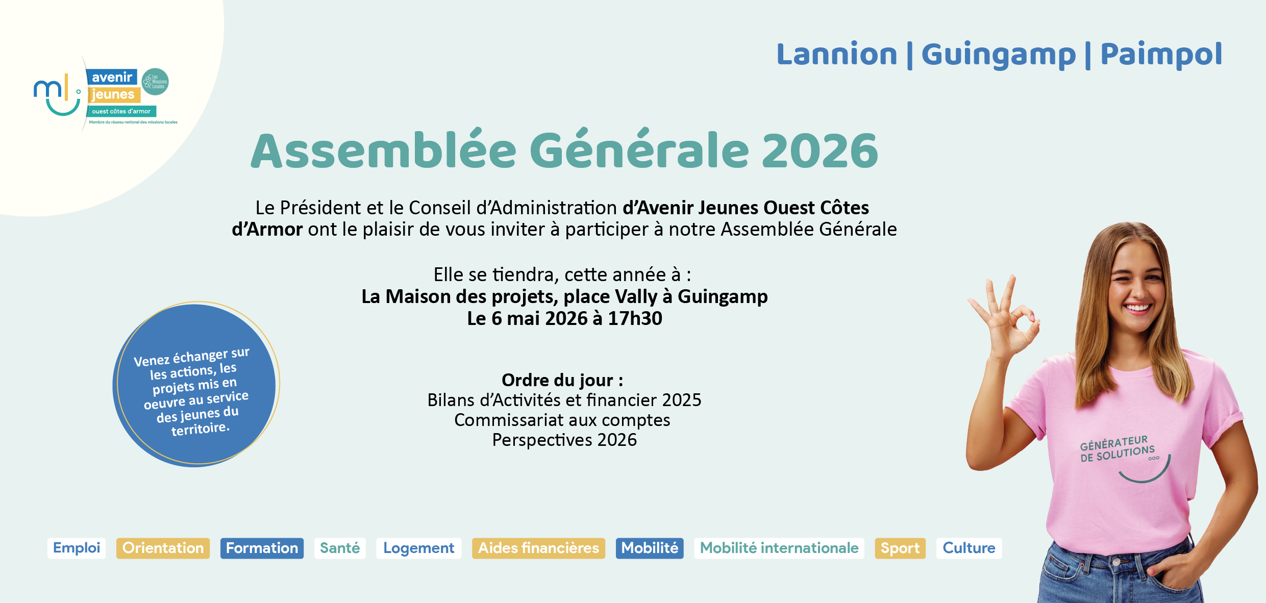 Invitation Assemblée Générale Mission Locale AJOCA - 6 Mai 2026 - 17h 30